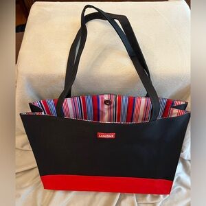 Lancôme Black Tote with Striped Interior